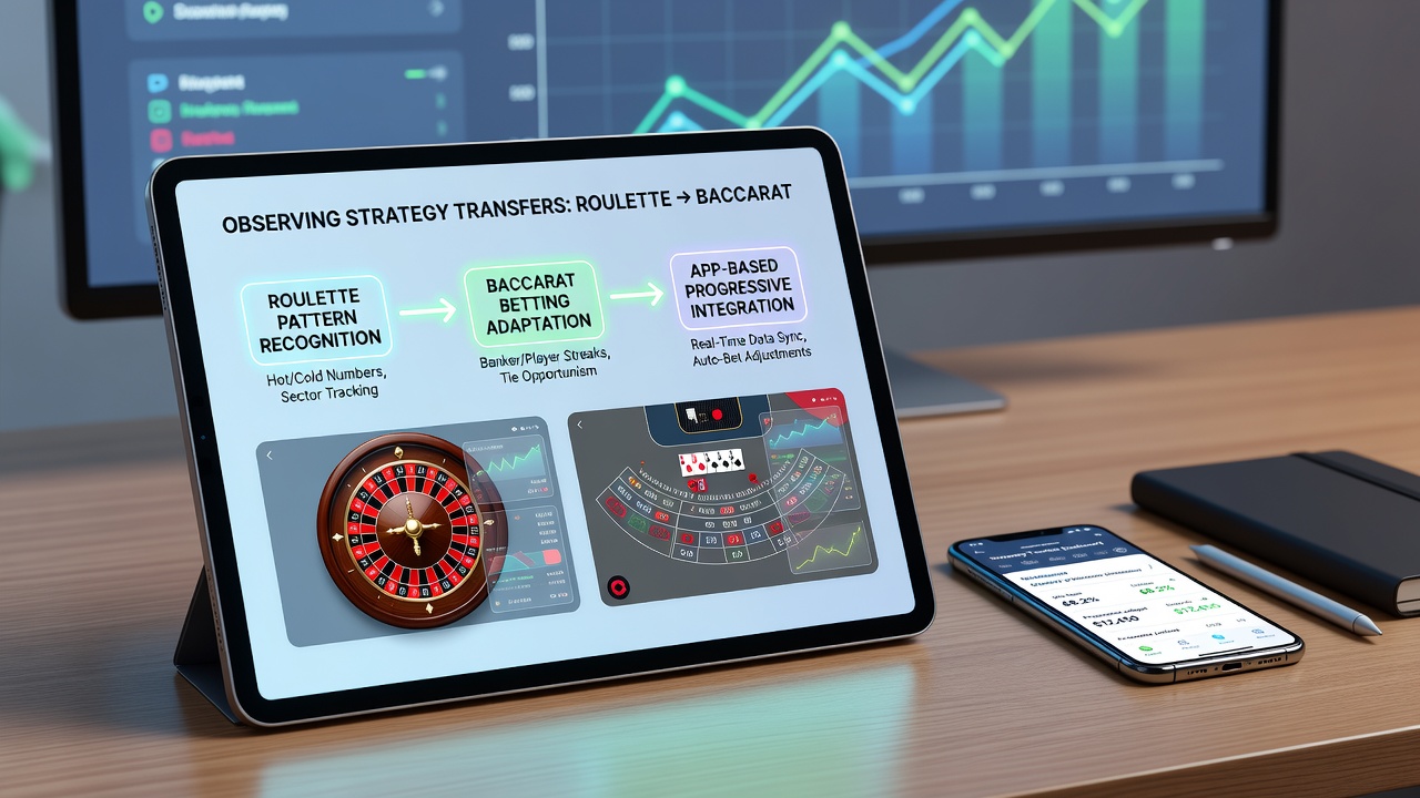 Split screen view of roulette and baccarat gameplay with shared progressive jackpot meter highlighted